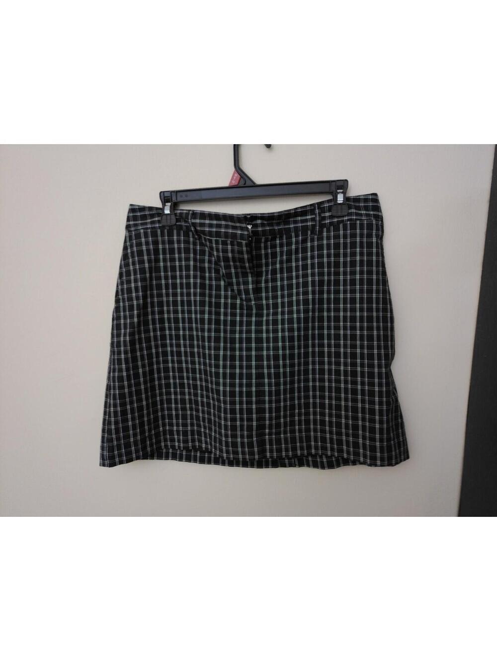 Izod Golf Skort Womens Black White Plaid Stretch Athletic Tennis Skirt